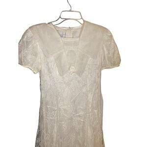 Jessica McClintock girls lined white lace dress with lace collar size 16